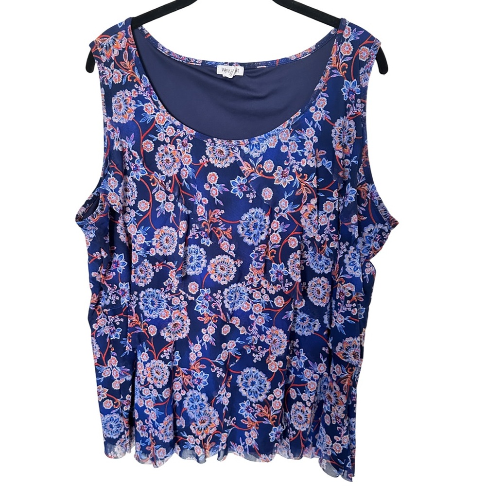 B17 Westport Navy and Coral Floral blouse